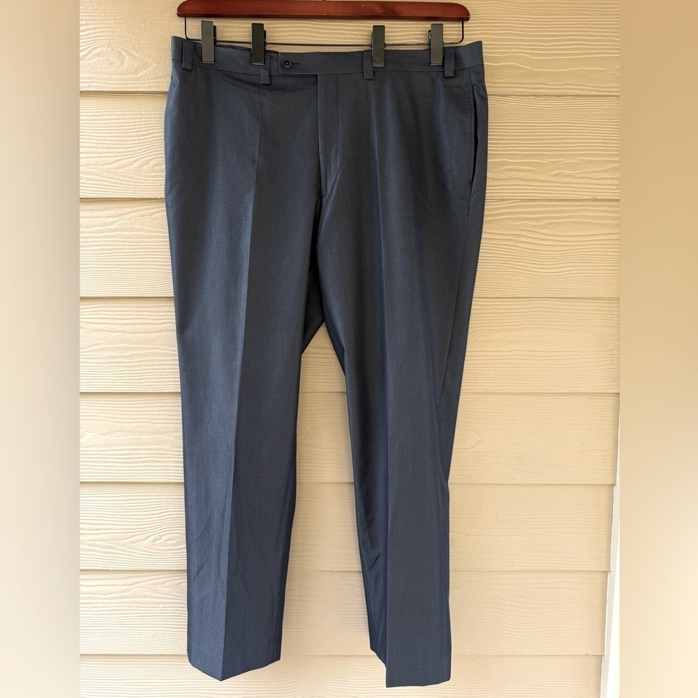 Calvin Klein Mens Slim-Fit Solid Dark Blue Polyester Brand Dress Pants 42W x 32L - Picture 6 of 12